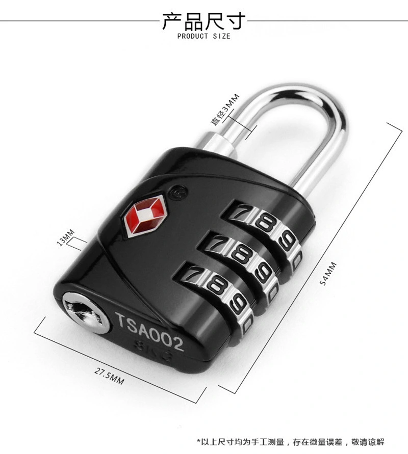 OEM Customized 3 Digit Combination Lock Anti Theft Tsa Padlock